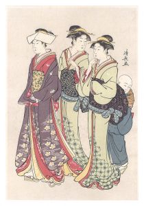 A girl in outing with two maids and a little boy【Reproduction】 / Kiyonaga