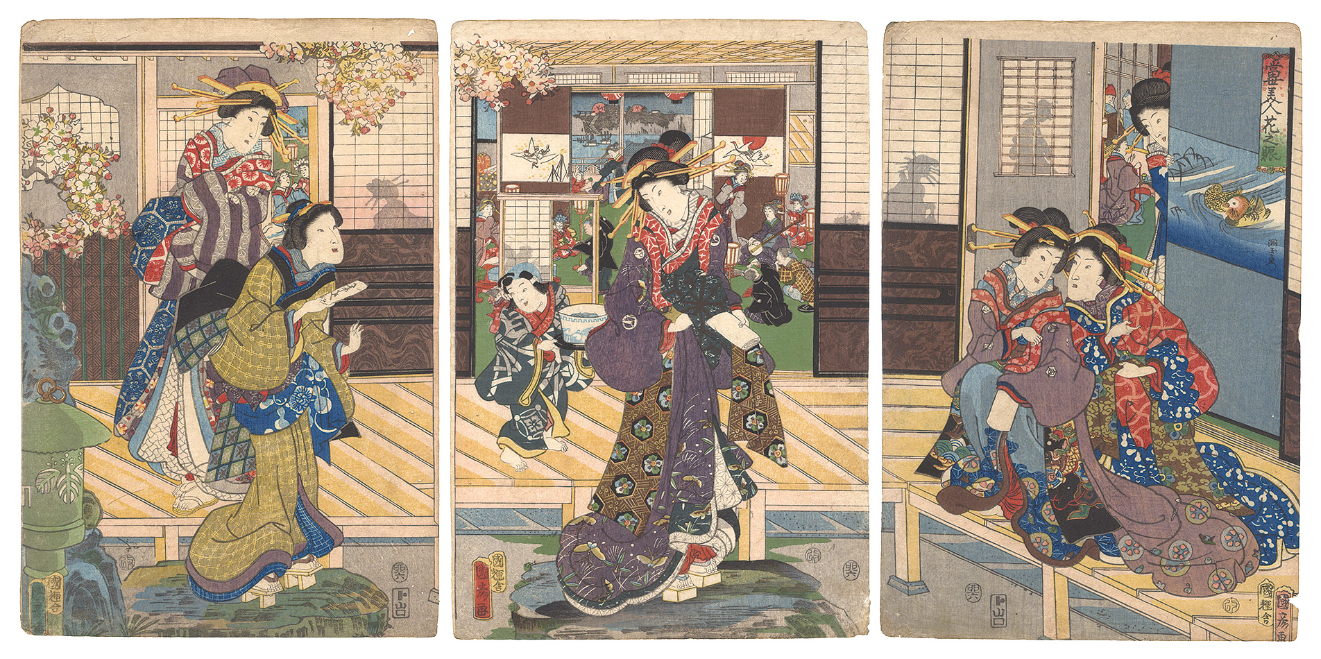 Kunihiko II “Spring Festivities of Modern Beauties”／