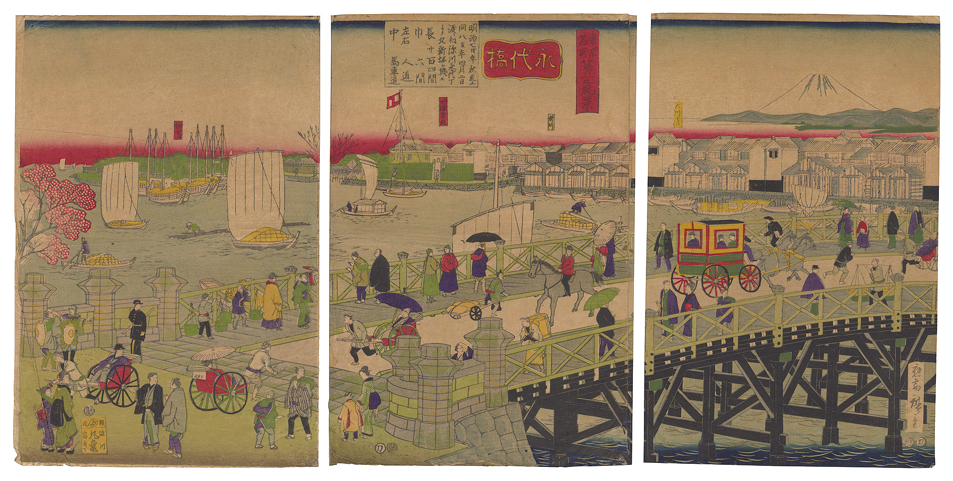 Hiroshige III “Famous Places of Tokyo / No. 1: Eitai Bridge”／