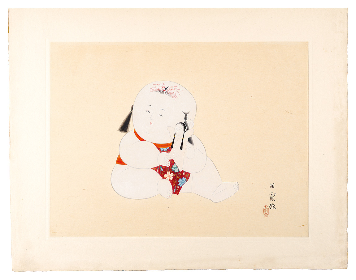 Nishizawa Tekiho “Twelve Aspects of Palace Dolls / No. 4: The Festival of the Third Month (Holding a Baby Doll)”／