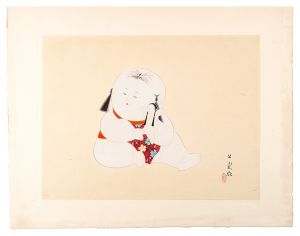 西沢笛畝｢御所人形十二題　第四 上巳（這子抱）・原画｣