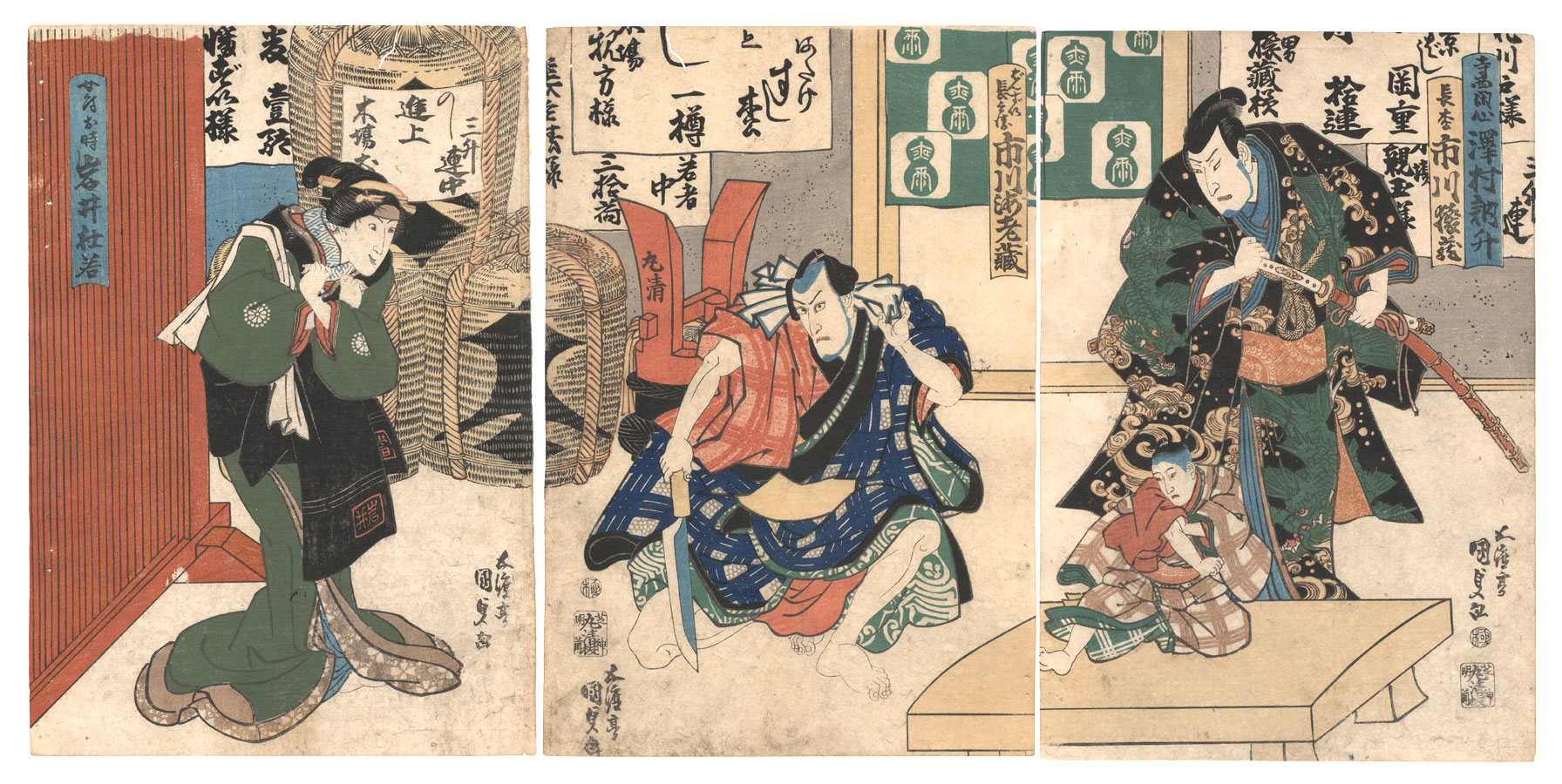 Kunisada I “Kabuki Play: Gohiiki Tamuke no Hanakawado”／