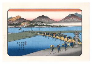 英泉｢木曽街道六十九次　本庄宿　神流川渡場【復刻版】｣