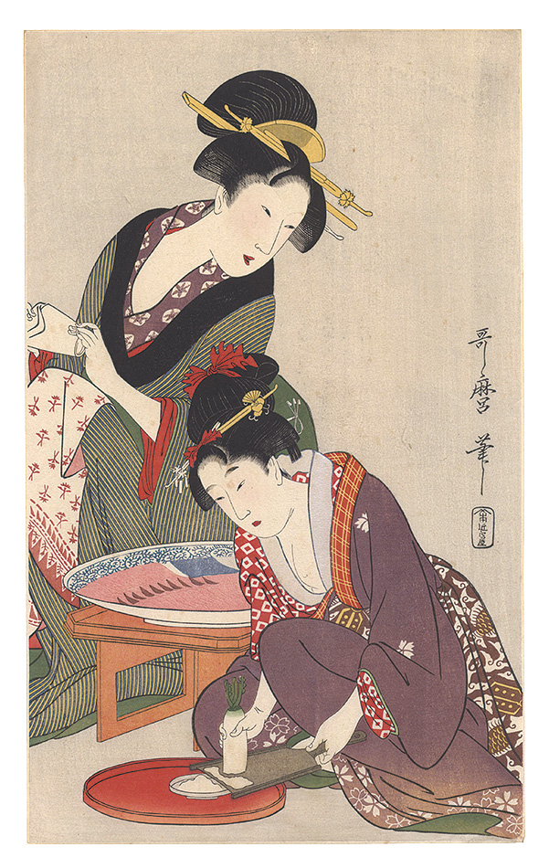 Utamaro “Grating Radish for Sashimi【Reproduction】”／