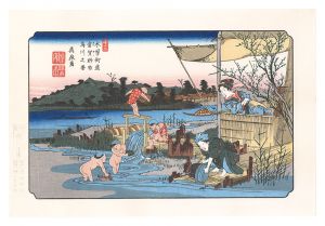 Sixty-nine Stations of the Kiso Road / Kuragano Station: the Karasu River【Reproduction】 / Eisen