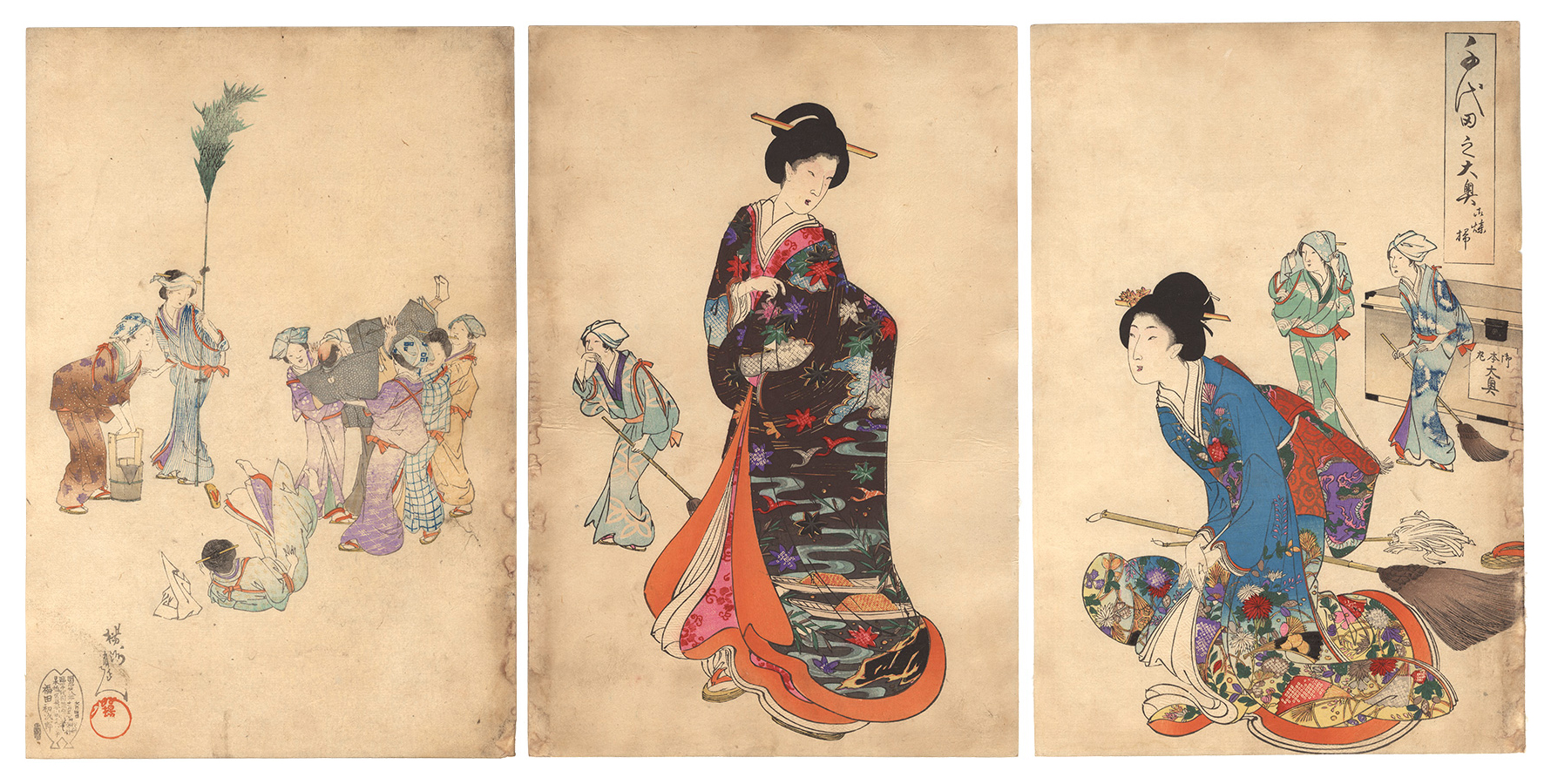 Chikanobu “Chiyoda Inner Palace / Year-end Cleaning”／