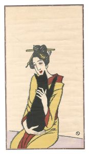 Woman Holding a Black Cat / Takehisa Yumeji