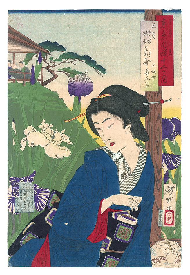 Yoshitoshi “Twelve Months with the Pride of Tokyo / The Fifth Month: Iris at Horikiri”／