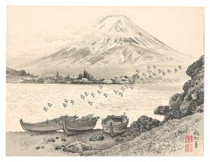 河口湖と富士　／　定方塊石