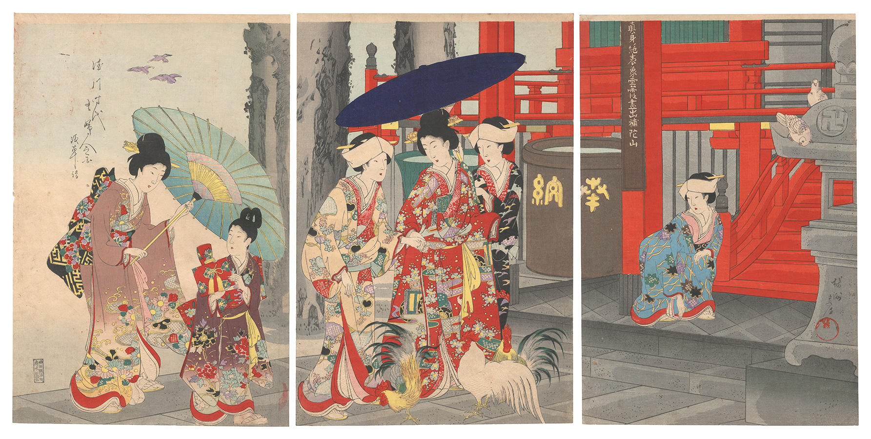 Chikanobu “Ladies of the Tokugawa Period / Visit to Asakusa”／