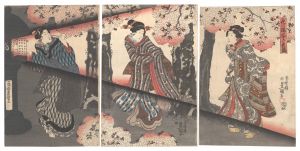 Toyokuni III/Comparison of Night View of Cherry Blossoms[夜の桜姿乃花競]