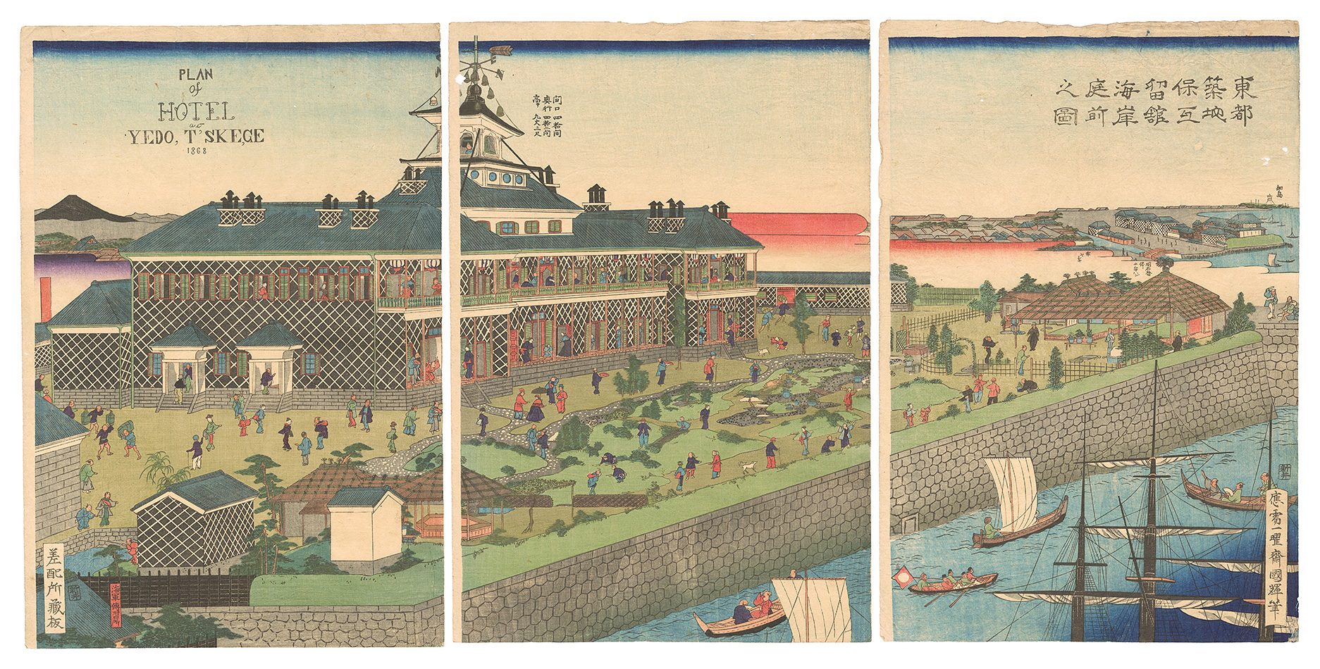 Kuniteru II “The Seaside Garden of the Tsukiji Hotel in the Eastern Capital”／