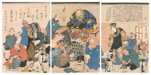 The False Ikkyu Preaching to the Bill Collectors / Kuniyoshi