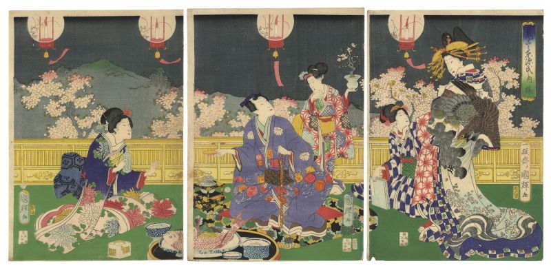 Kuniteru II “A Collection of Flowers for Eastern Genji / Cherry Blossom”／