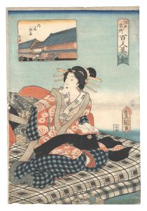 One Hundred Beautiful Women at Famous Places in Edo / Naito Shinjuku / Toyokuni III and Kunihisa