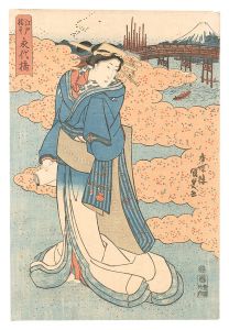 Kunisada I/Bridges in Edo / Eitai Bridge[江戸橋尽　永代橋]