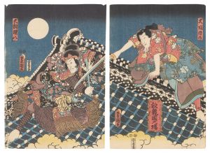 豊国三代「里見八犬伝　放龍閣之場」