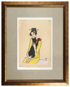 Woman Holding a Black Cat / Takehisa Yumeji