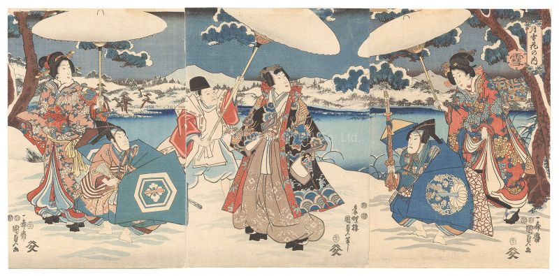 Kunisada II “Moon, Snow, and Flowers / Snow”／