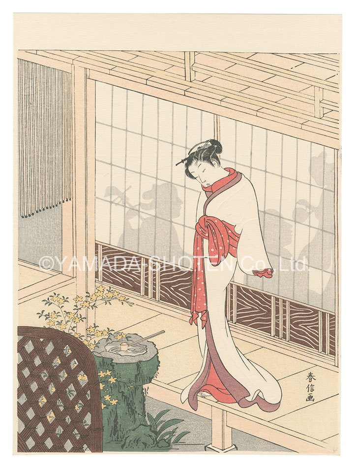 Harunobu “Beauty at the Veranda【Reproduction】”／