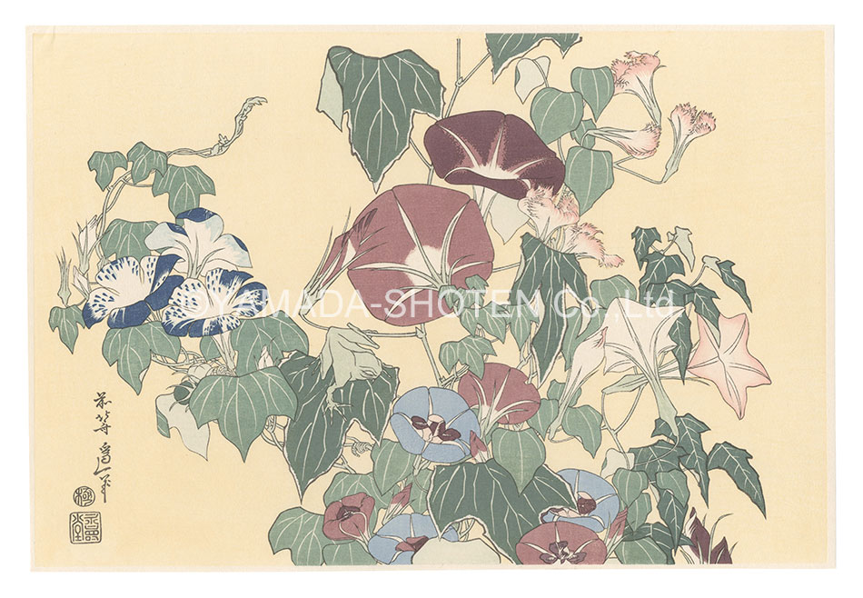 北斎｢朝顔に雨蛙【復刻版】｣／