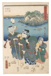 広重初代 豊国三代｢双筆五十三次　舞坂 今切海上風景｣