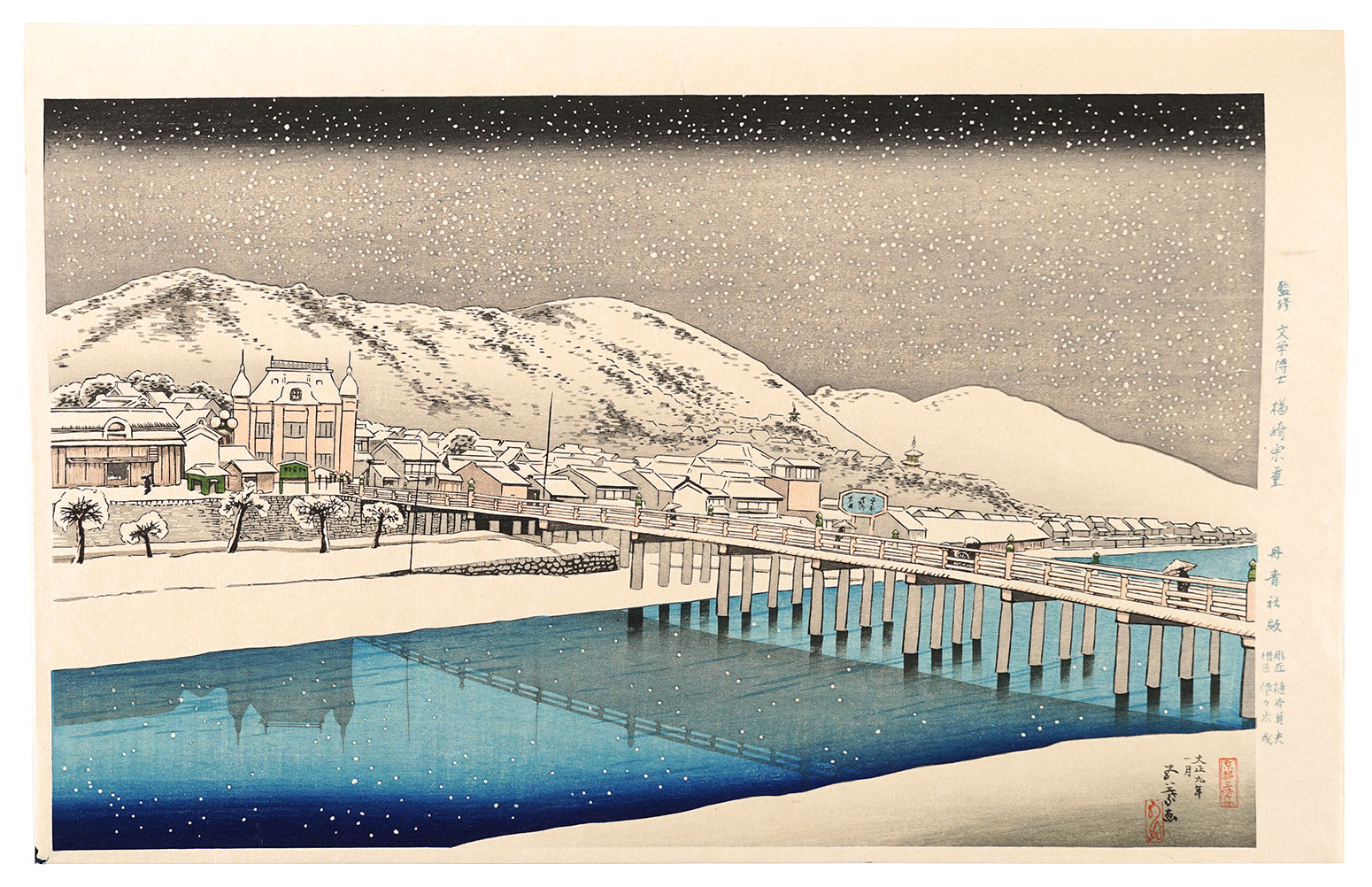 Hashiguchi Goyo “The Great Bridge at Sanjo in Kyoto【Reproduction】”／