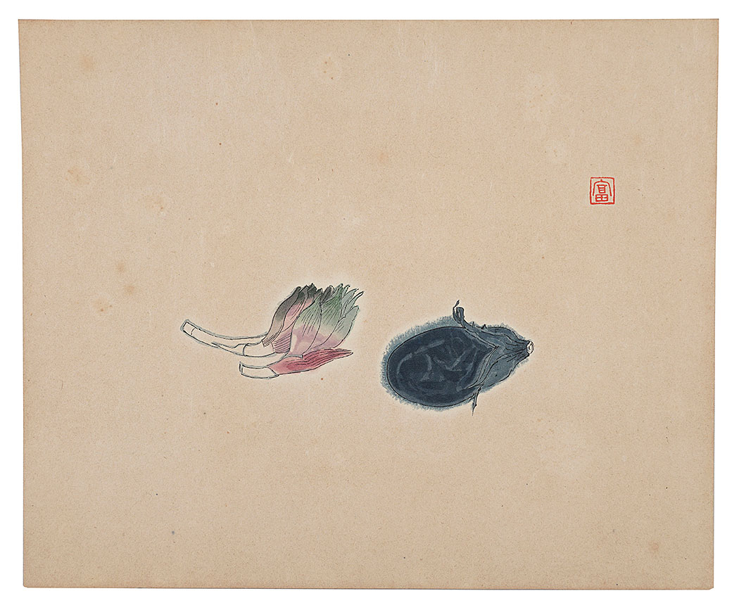 Tomimoto Kenkichi “Eggplant and Japanese Ginger”／