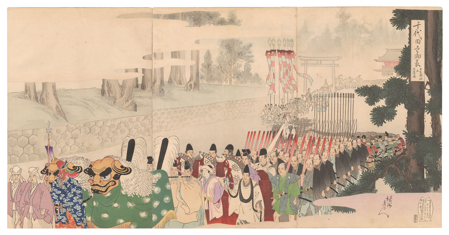 Chikanobu “Chiyoda Outer Palace / Visiting the Shrine at Nikko during the Grand Festival”／