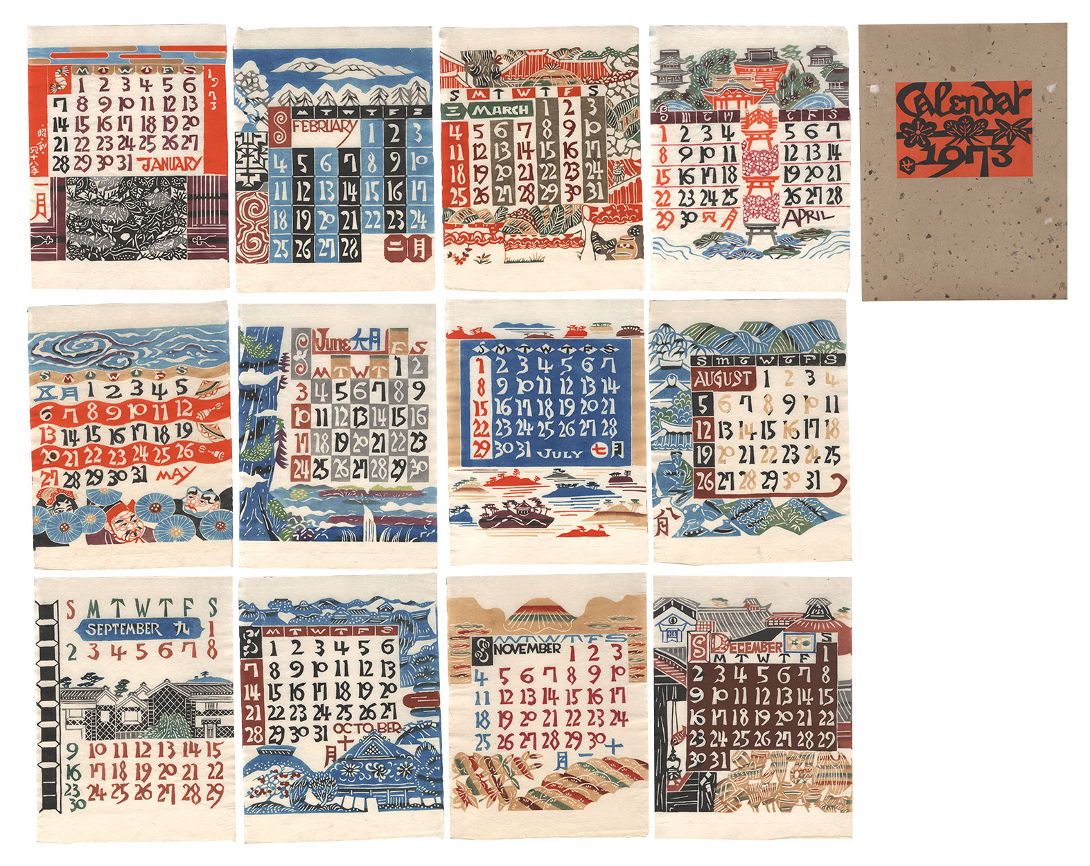 Serizawa Keisuke “Serizawa Keisuke Calendar for 1973”／