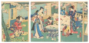 Kunichika/Colors of Spring: Playing with Flowers in the Wine Vat[春色酒中花あそび]