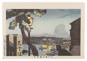 Famous Sights of Tokyo / Mount Fuji Seen from Edobashi Bridge in the Evening【Reproduction】 / Kiyochika