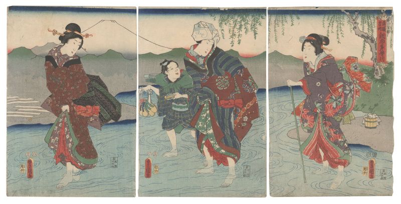 豊国三代「武蔵名所 調布多摩川」