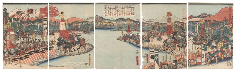 豊国三代「信州川中島武田上杉和睦図」