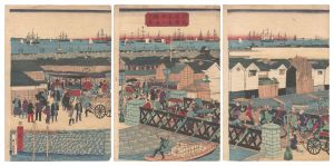 True View of Bashamichi from Yoshida Bridge, Yokohama / Hiroshige III