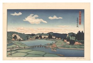 奥山儀八郎｢能登新七尾八景　赤浦潟の夕照｣