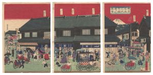 Famous Places of Tokyo: True View of Kyobashi Street / Hiroshige III