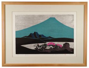 Lake and Mountain (Mount Fuji with Summer Flowers) / Kanamori Yoshio