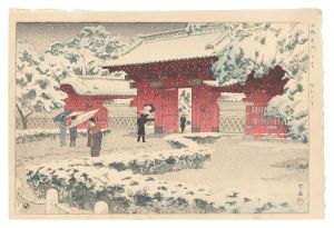 本郷赤門の雪　／　笠松紫浪