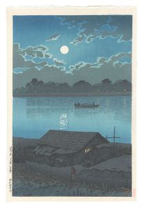 Kawase Hasui / Twenty Views of Tokyo / Moon on the Arakawa River in Akabane
