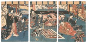 The Scene of the Tokaido Board Game, from the Play Koi Nyobo Somewake Tazuna / Toyokuni III