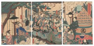 新よし原仮宅 尾張屋彦太郎繁栄図　／　国貞二代