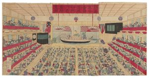 新富座本普請落成初興行看客群集図　／　国政四代