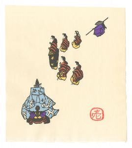 オリジナル木板画　デンマアク人形 勧進帳　／　高尾亮一