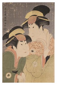 Sharaku/Actors Segawa Tomisaburo II as Yadorigi, Wife of Ogishi Kurando and Nakamura Manyo as the Maid Wakakusa【Reproduction】[二世瀬川富三郎の大岸蔵人妻やどり木 中村万世の腰元若草【復刻版】]
