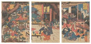 Yoshitora / Dwelling of Demons at Oeyama [大江山鬼賊住家図]