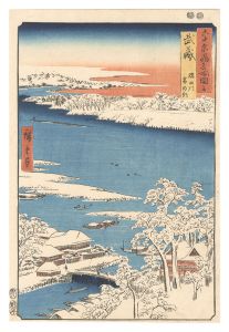 Hiroshige I / Famous Views of the Sixty-Odd Provinces / Musashi Province: Morning after Snow at the Sumida River [六十余州名所図会　武蔵 隅田川雪の朝]