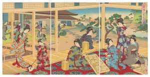 Ladies Separating Cocoons from Straw Housing / Chikanobu