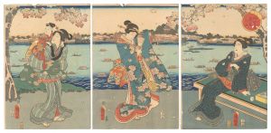 国明二代「向ふ島花見の図」