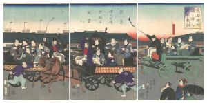 見立評判諸商人馬車乗合　／　国輝二代